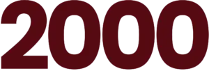 Bold, dark red '2000' text on white background.