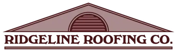 Ridgeline Roofing Co logo with a stylized roof peak and semicircular vent above bold company name.